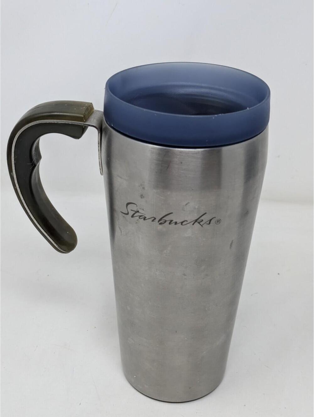 Vintage Starbucks Stainless Steel Korea Tumbler Mug Cup Rubber Handle Lid 16 Oz